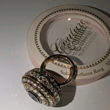 Anel de perfume sólido vintage Juicy Couture ouro preto Y2K cristal transparente abertura deslizante comprar usado  Enviando para Brazil