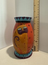 Vaso de gato Laurel Burch por Ganz 12” de altura cerâmica colorida cerâmica cerâmica cerâmica, usado comprar usado  Enviando para Brazil