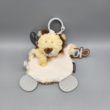 Mordedor de bebê Demdaco Buddy Lion Lovey com suporte de chupeta 9" chocalho enrugado com etiqueta comprar usado  Enviando para Brazil