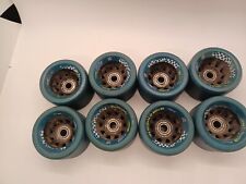 Conjunto de 8 rolamentos vintage azul-petróleo Roller Rink Skate Wheels GFX 91A, anos 90 Y2K, usado comprar usado  Enviando para Brazil