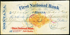 Cheque bancário MT HELENA Montana First National Bank fevereiro de 1881 US$ 15.000 comprar usado  Enviando para Brazil