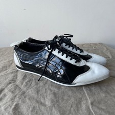 Tênis Onitsuka Tiger Asics preto branco couro envernizado EUA 10 Reino Unido 9 comprar usado  Enviando para Brazil