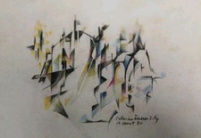 Tableau abstrait huile d'occasion  Bardos