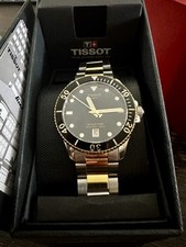 Relógio de quartzo masculino Tissot Seastar mostrador preto 2 tons ouro 40 mm T1204102205100 comprar usado  Enviando para Brazil