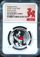 Usado, Moneda de plata 2018 Puppies Border Collie a prueba NGC PF 70 1/2 oz año lunar perro  segunda mano  Embacar hacia Argentina