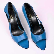 Gianni Versace Czółenka Niebieskie Skóra Peep Toe Slingback Obcasy Rozmiar EU 40 / US 10 na sprzedaż  PL