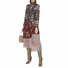 Vestido ZIMMERMANN 0 multicolorido desenfreado plissado midi floral transparente com cinto feminino comprar usado  Enviando para Brazil
