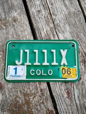 Usado, Placa de licença 2006 Colorado MOTORCYCLE - "J1111X" 1 06 adesivos COLO comprar usado  Enviando para Brazil