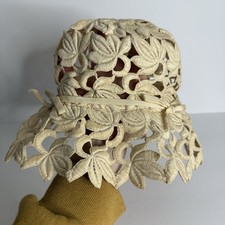 Chapéu de crochê vintage década de 1960 design de renda floral arco balde chapéu feminino artístico boho comprar usado  Enviando para Brazil