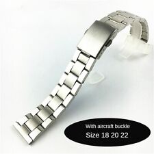 Pulseira de relógio de aço inoxidável escovado pulseira de fivela de aeronave 18 20 22 mm universal comprar usado  Enviando para Brazil