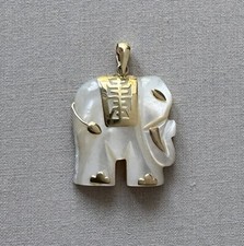 Pingente de elefante de madrepérola de ouro amarelo 14K feito em Hong Kong; X979 comprar usado  Enviando para Brazil