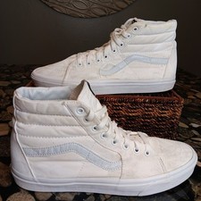 Usado, Tênis de skate Vans Sk8-Hi lona branca verdadeira cano alto tamanho 12 comprar usado  Enviando para Brazil