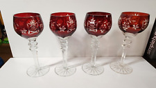 JUEGO DE COLECCIÓN 4 COPAS DE VINO DE CRISTAL ROJO RUBÍ CORTE CHECO BOHEMIO A CLARO segunda mano  Embacar hacia Argentina