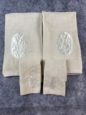 Conjunto vintage canhão 4 peças toalha de banho pano de lavagem à mão bordado floral monograma "N" comprar usado  Enviando para Brazil