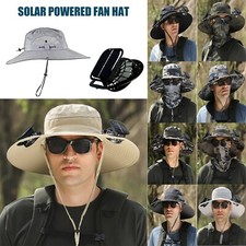 Usado, Chapéu de sol masculino feminino aba larga ao ar livre com ventilador solar proteção UV pesca caminhadas comprar usado  Enviando para Brazil