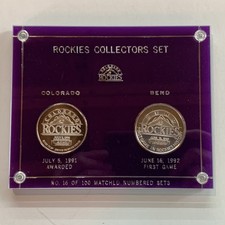 Conjunto de colecionadores de beisebol Colorado Rockies, 2 onças troy 0,999 rodadas de arte de prata fina comprar usado  Enviando para Brazil