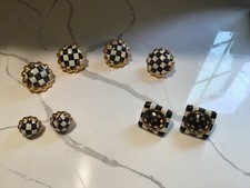 Mackenzie Childs Courtly Check 8 gavetas puxar botões de armário autêntico comprar usado  Enviando para Brazil