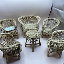 Juego De Colección De 6 Sillas Y Mesa Muebles De Patio Muñeca Ratán Mimbre Miniatura segunda mano  Embacar hacia Argentina