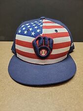 Chapéu Milwaukee Brewers New Era bandeira americana ajustado tamanho 7 3/8 comprar usado  Enviando para Brazil