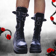 Botas de panturrilha gótica preta salto alto plataforma cosplay Halloween punk comprar usado  Enviando para Brazil