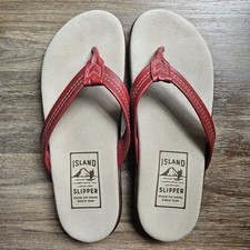 Sandálias Island Slipper Feitas em Oahu Havaí Femininas Tamanho 7 Liso em Tanga Camurça comprar usado  Enviando para Brazil