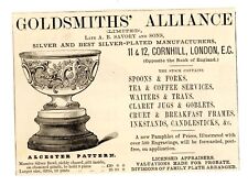 1888 Victorian Ad Goldsmiths Alliance manufaturas folheadas a prata Londres EC #72 comprar usado  Enviando para Brazil