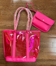 Neiman Marcus NOVA bolsa tote rosa e estojo de maquiagem PVC transparente praia piscina comprador comprar usado  Enviando para Brazil