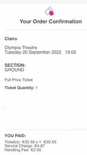 Clairo standing concert for sale  Ireland