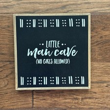 Hobby Lobby "Little Man Cave" Preto e Branco MDF Caixa de Madeira 10x10 Decoração de Parede/Mesa comprar usado  Enviando para Brazil