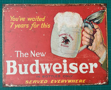 Budweiser metal sign for sale  BENFLEET
