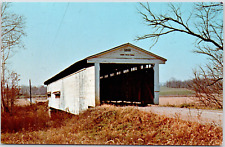 Parke County Indiana Portland Mill pokryty mostem szop potok vintage pocztówka na sprzedaż  Wysyłka do Poland
