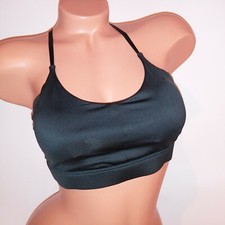 Sutiã esportivo Puma médio preto acolchoado com tiras sem fio Racerback usado *pacote comprar usado  Enviando para Brazil