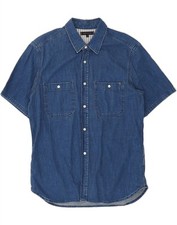 Usado, Camisa jeans masculina manga curta XL azul algodão AB19 TOMMY Hilfiger comprar usado  Enviando para Brazil