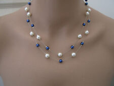 Collier perles bleu d'occasion  Saint-Maixent-l'École