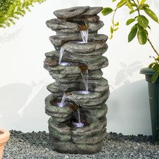 Fonte com aparência de rocha em camadas com luzes LED – Recurso de água de jardim externo para quintal comprar usado  Enviando para Brazil