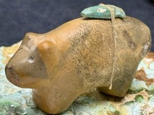 Raro Vintage Zuni LEO POBLANO Travertino Esculpido à Mão e Turquesa Fetiche Urso VEJA comprar usado  Enviando para Brazil