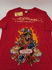 Camiseta nova com etiquetas Ed Hardy Christian Audigier média asas de strass tigre chamas vermelhas comprar usado  Enviando para Brazil