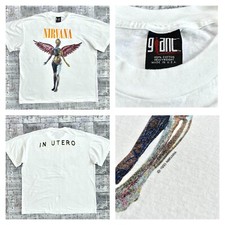 Camiseta Nirvana In Utero Vintage Unissex Etiqueta Branca Gigante Ponto Único Reimpressão comprar usado  Enviando para Brazil