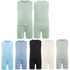 Conjunto de roupa de treino infantil masculina roupa de dormir sem mangas cor sólida roupa para casa comprar usado  Enviando para Brazil