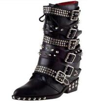 Botas góticas pontudas com fivela de biqueira pontiaguda pregos de tiras rebites de combate punk CHIC H comprar usado  Enviando para Brazil