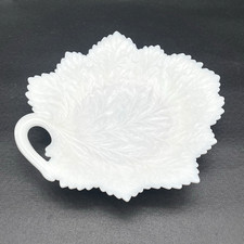 Usado, Fenton White Leaf Milk Glass prato decorativo cabo década de 1930 10" x 11" comprar usado  Enviando para Brazil
