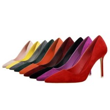 Usado, Sapatos sociais femininos salto alto 9cm salto agulha camurça artificial biqueira pontiaguda sapatos tamanho UA comprar usado  Enviando para Brazil