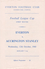 PROGRAMA DE FUTEBOL RARO EVERTON ACCRINGTON STANLEY 1960 1º JOGO DA COPA DA LIGA DE TODOS OS TEMPOS comprar usado  Enviando para Brazil
