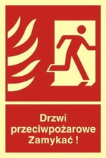 Używany, Drzwi przeciwpożarowe Zamykać! Kierunek drogi ewakuacyjnej w prawo 150x222   na sprzedaż  PL
