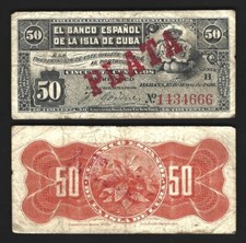CARIBE - Banco Español  50 Centavos 1896 -  Sobrecarga PLATA -   BC+ / Fine+, usado comprar usado  Enviando para Brazil