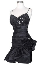 Vestido de festa vintage anos 80 preto lantejoulas tafetá bainha peplum formatura coquetel M G comprar usado  Enviando para Brazil
