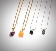 Conjunto de 4 colares de pedra natural semipreciosa corte bruto joias boho coloridas comprar usado  Enviando para Brazil