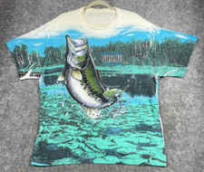 Camiseta masculina vintage National Wildlife Federation XL boca grande peixe robalo AOP comprar usado  Enviando para Brazil