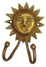 Gancho de parede em forma de sol antigo estilo vintage feito à mão pano de latão chave toalha, usado comprar usado  Enviando para Brazil