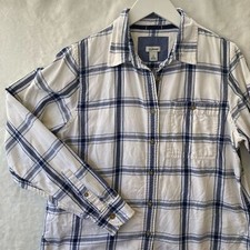 Xadrez feminino LL Bean flanela tamanho pequeno branco azul comprar usado  Enviando para Brazil